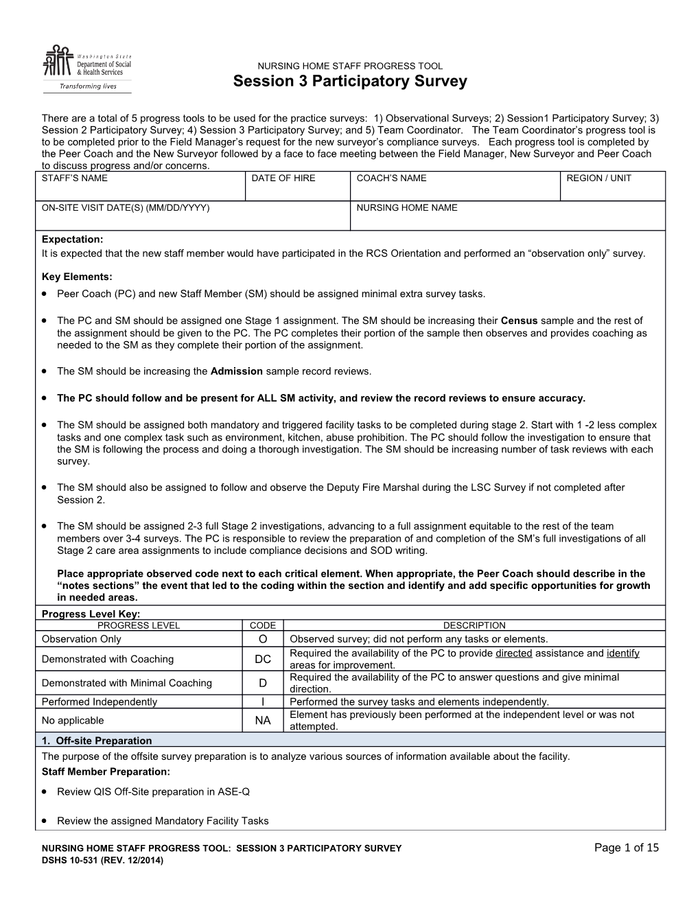 Peer Coach (PC) and New Staff Member (SM) Should Be Assigned Minimal Extra Survey Tasks