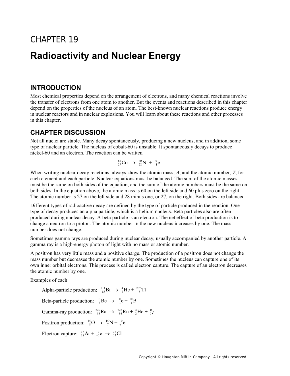 Chapter 19: Radioactivity and Nuclear Energy 1