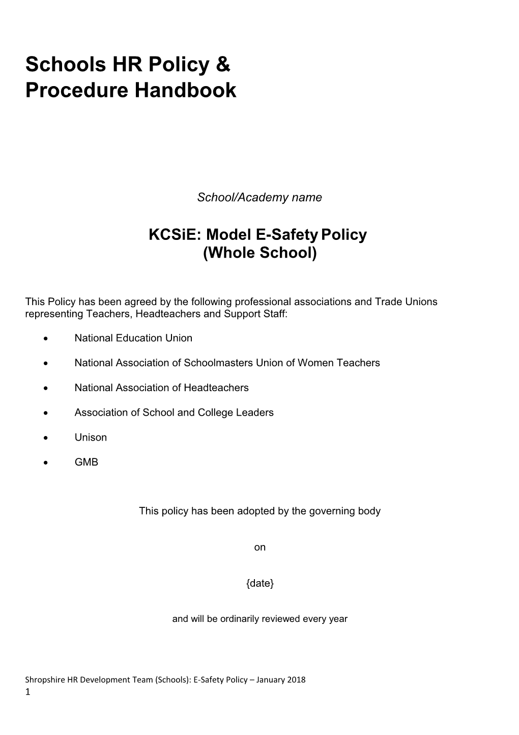 Kcsie: Model E-Safetypolicy