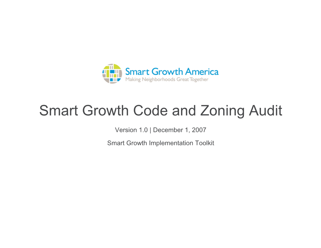 Smart Growth Code and Zoning Audit