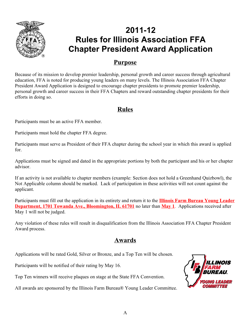 Chapter President Award Application Template