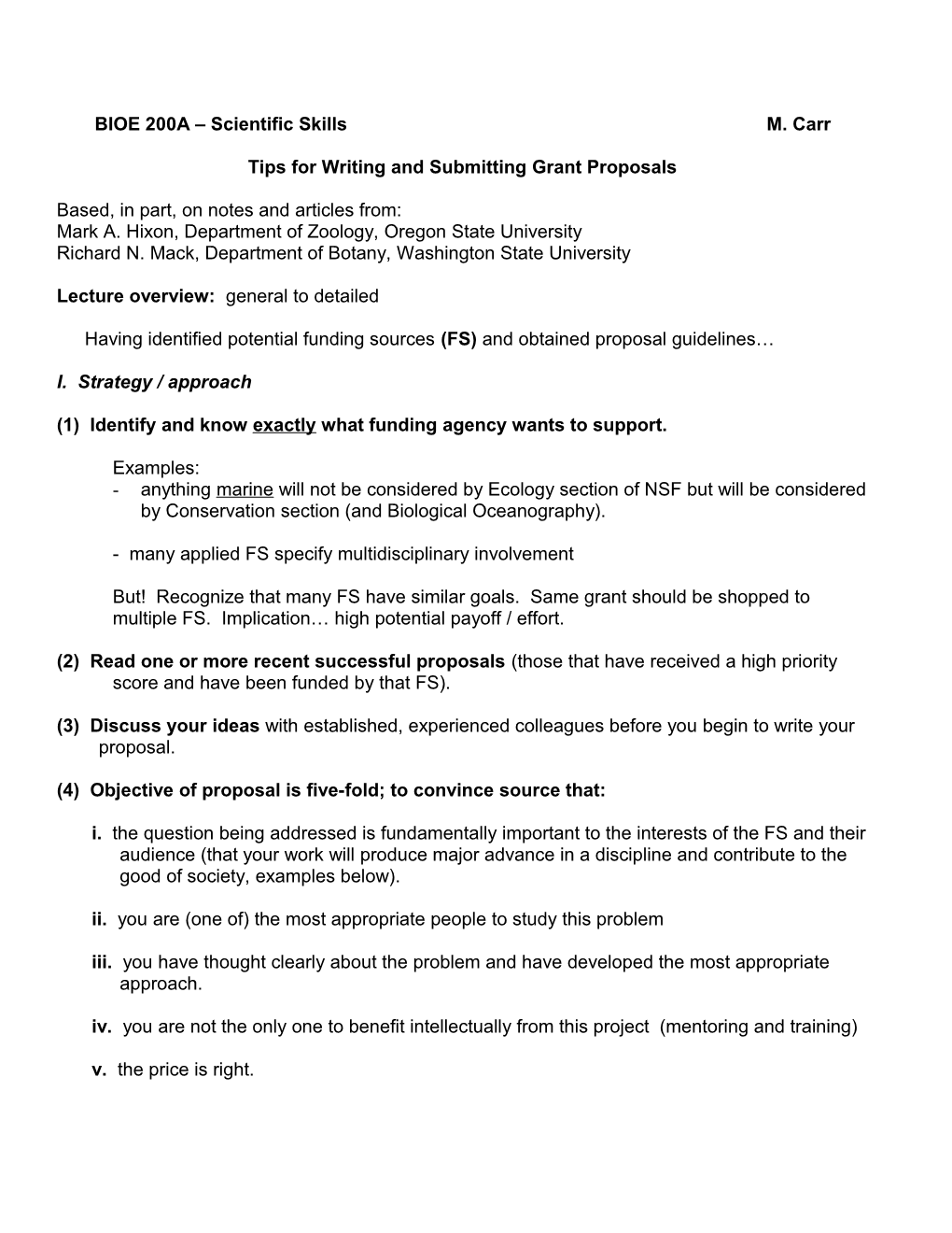 Tips for Writing and Submitting Grant Proposals