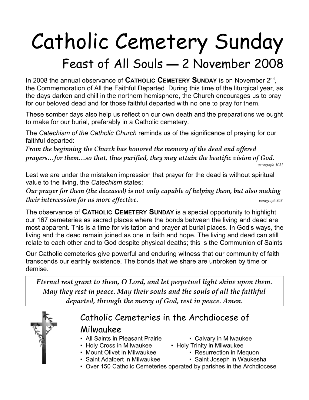 Feast of All Souls 2 November 2008