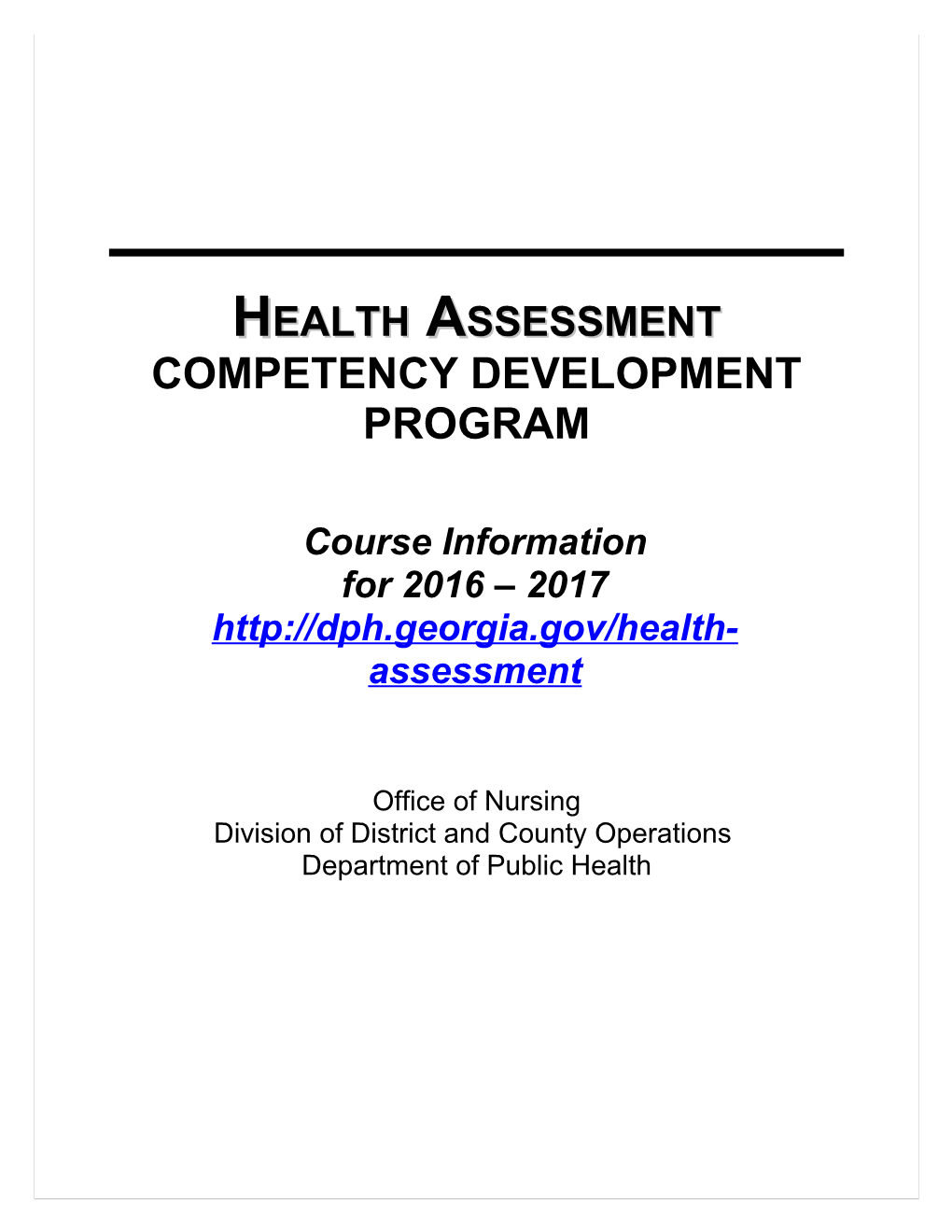 Health Assessment Competency Development Program