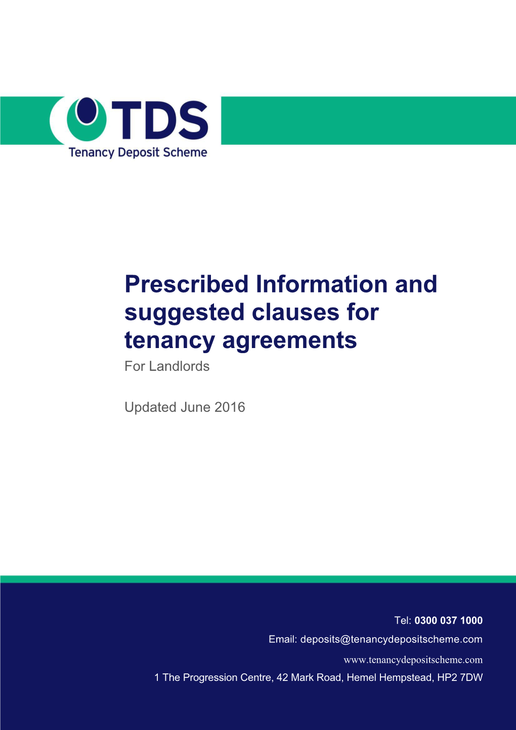 Prescribed Information and Suggested Clauses for Tenancy Agreements