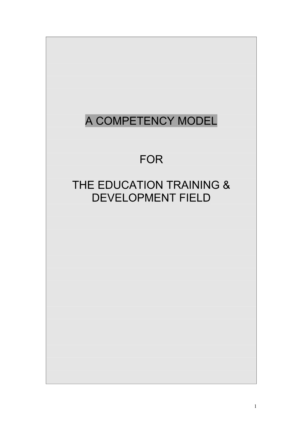 The Competency Model