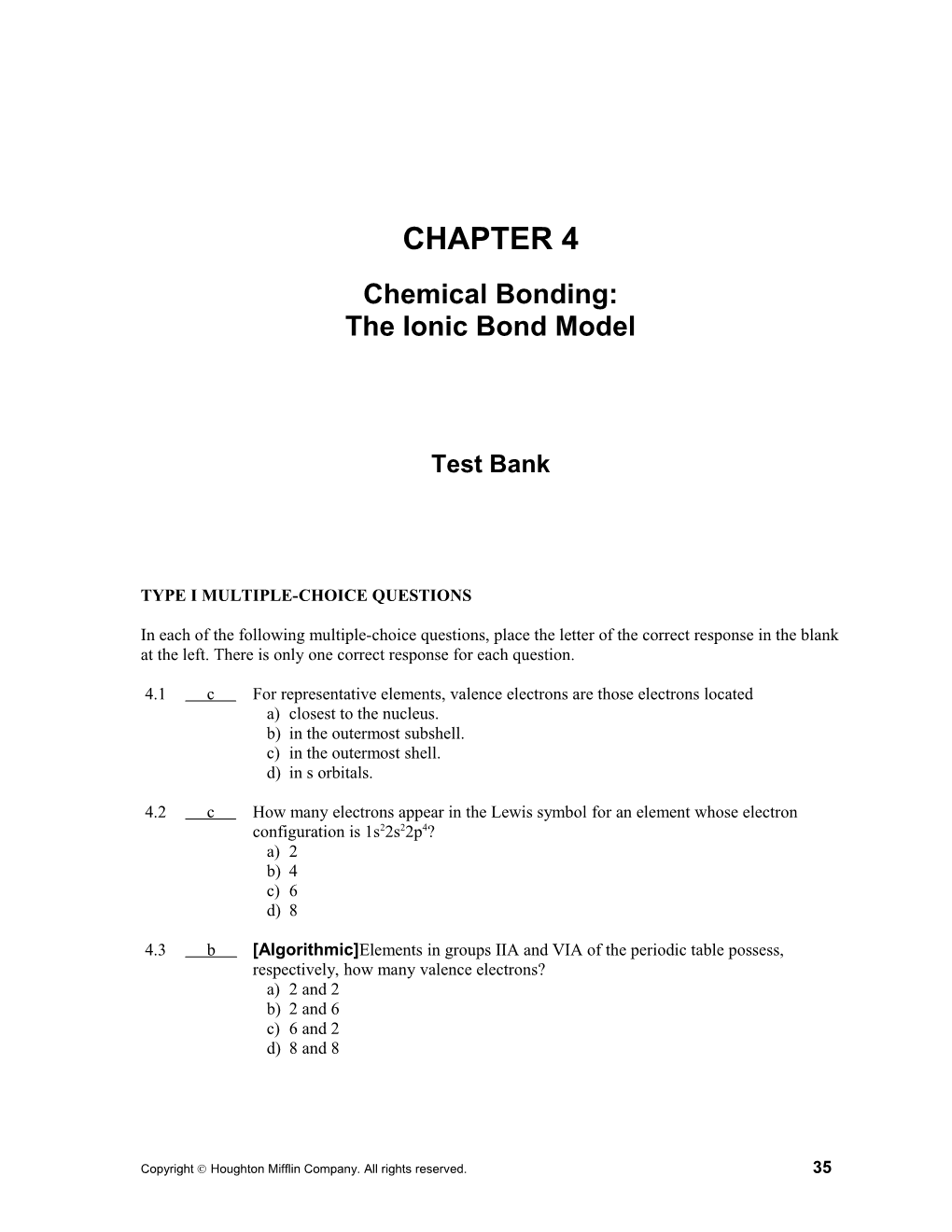 The Ionic Bond Model