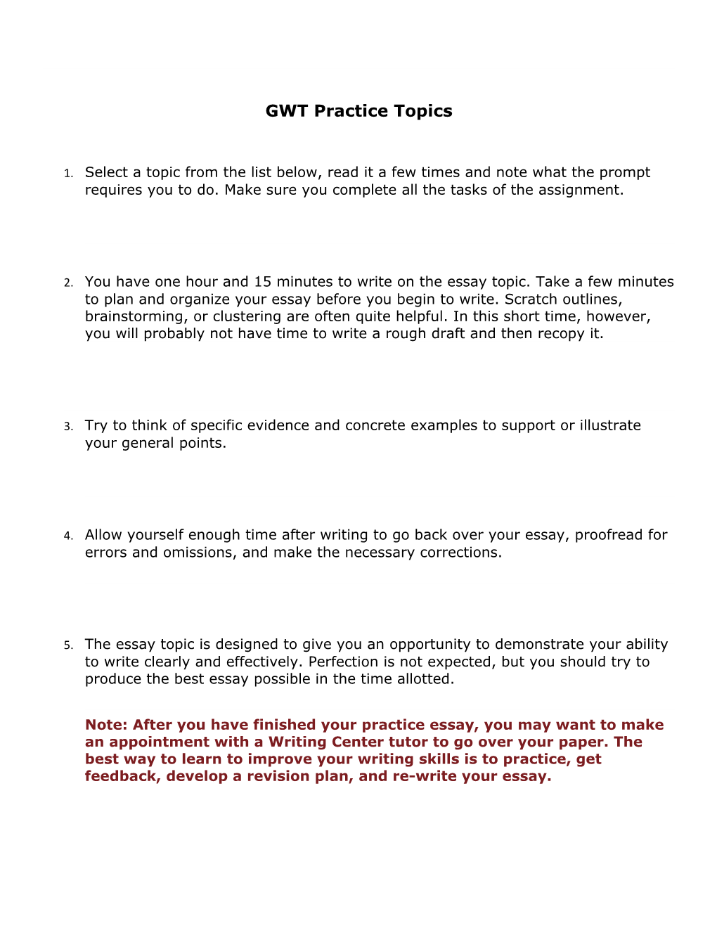 GWT Practice Topics