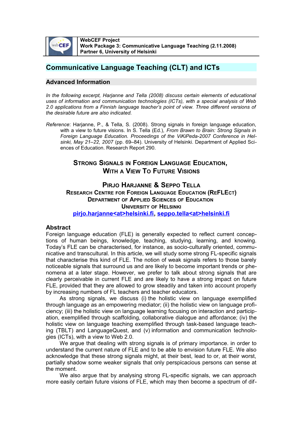 Communicative Language Teaching (CLT) and Icts