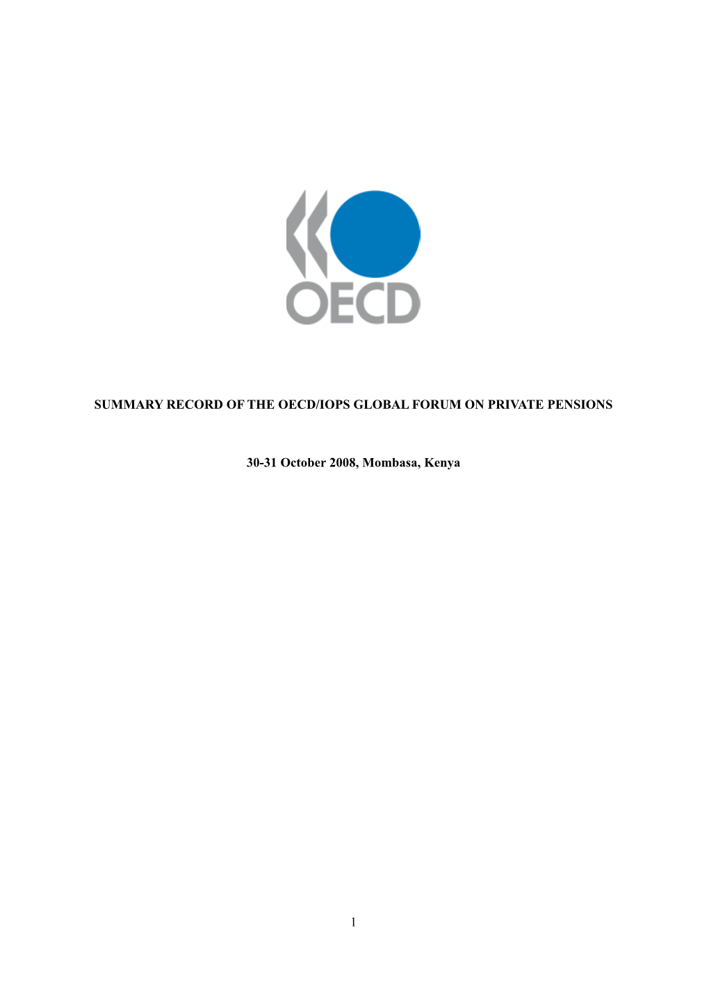 Summary Record of the OECD/IOPS Global Forum on Private Pensions