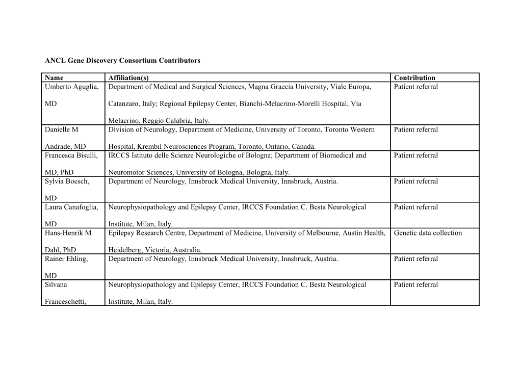 ANCL Gene Discovery Consortium Contributors