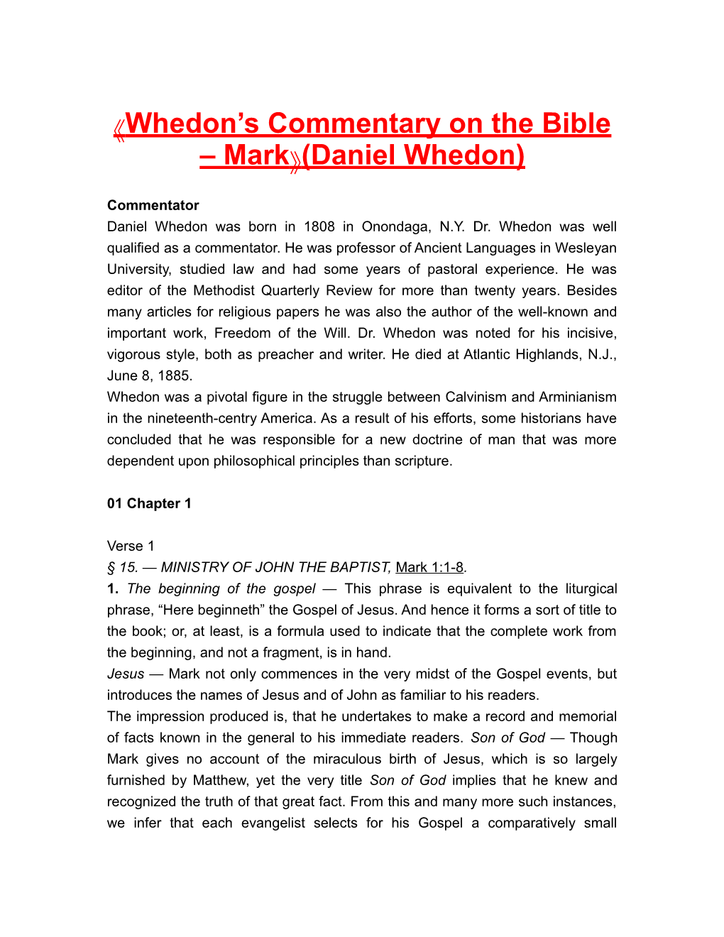 Whedon S Commentary on the Bible Mark (Daniel Whedon)