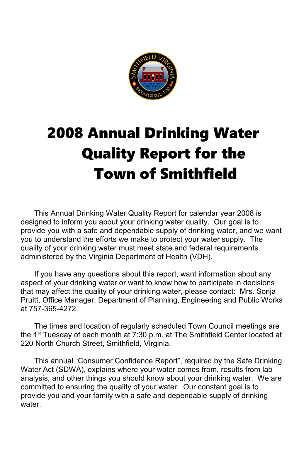2008 Annual Drinking Water