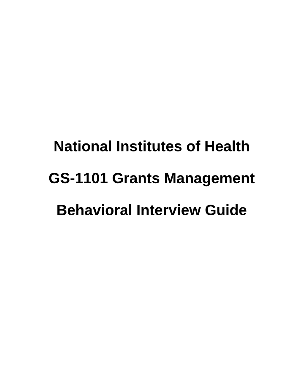 NIH Behavioral Interview Guide GS-1101 Grants Management