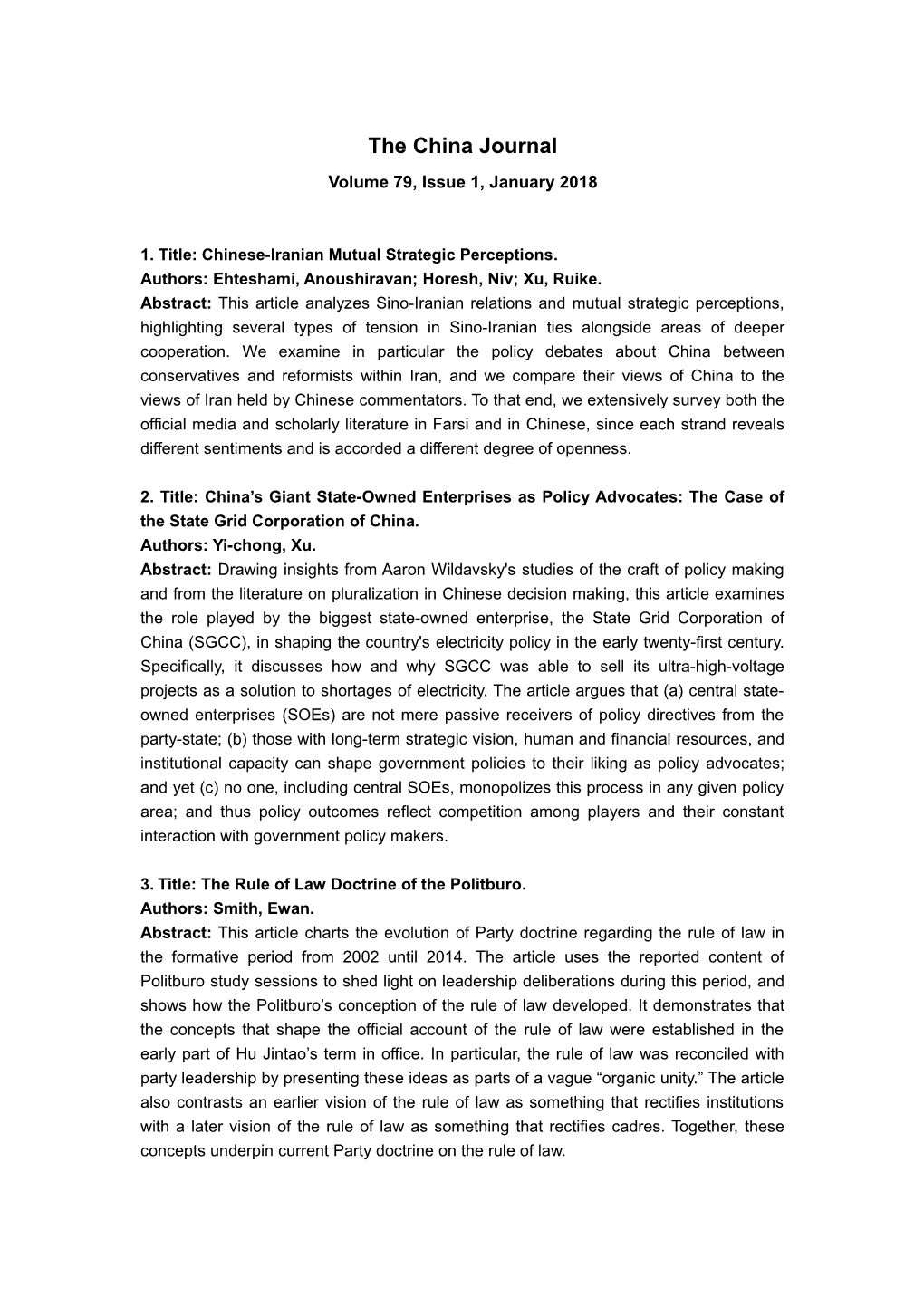 1. Title: Chinese-Iranian Mutual Strategic Perceptions