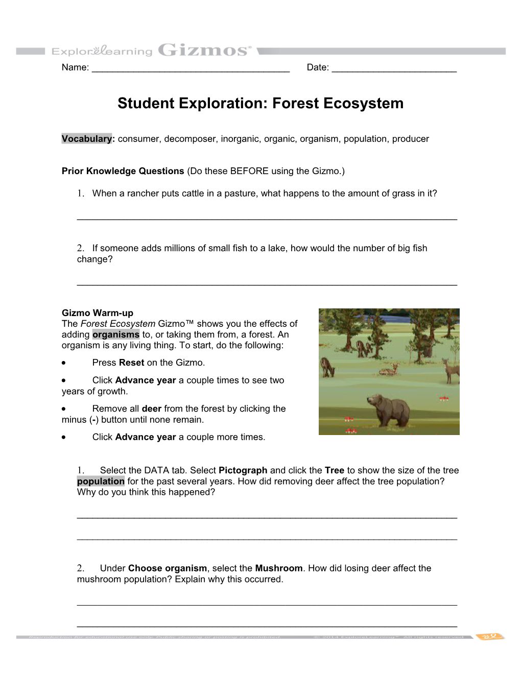 Student Exploration: Forest Ecosystem