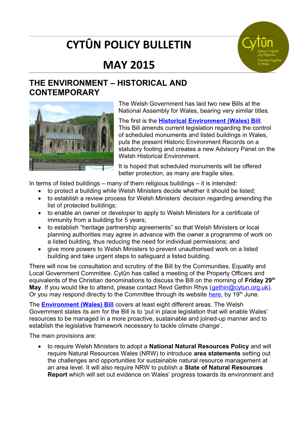 The Environment Historical and Contemporary