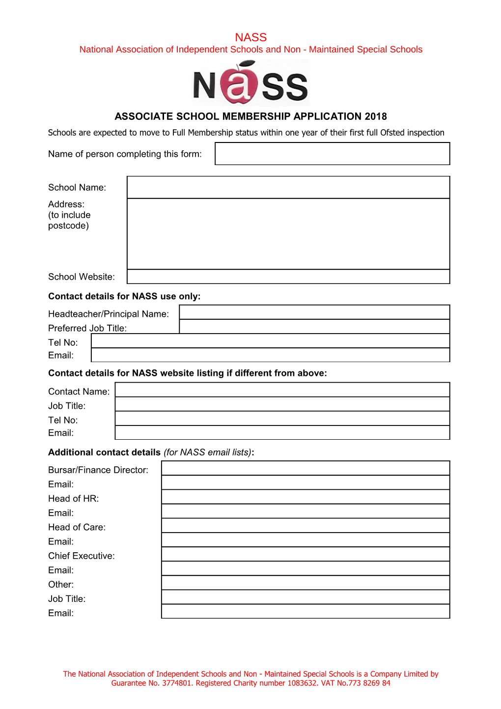 Associate School Membership Application 2018
