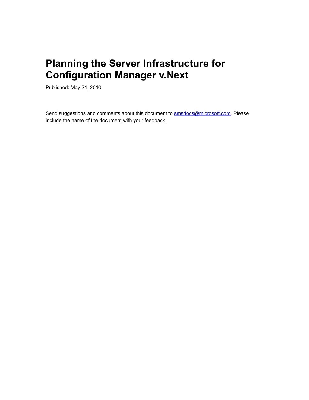 Planning the Server Infrastructure for Configuration Manager V.Next