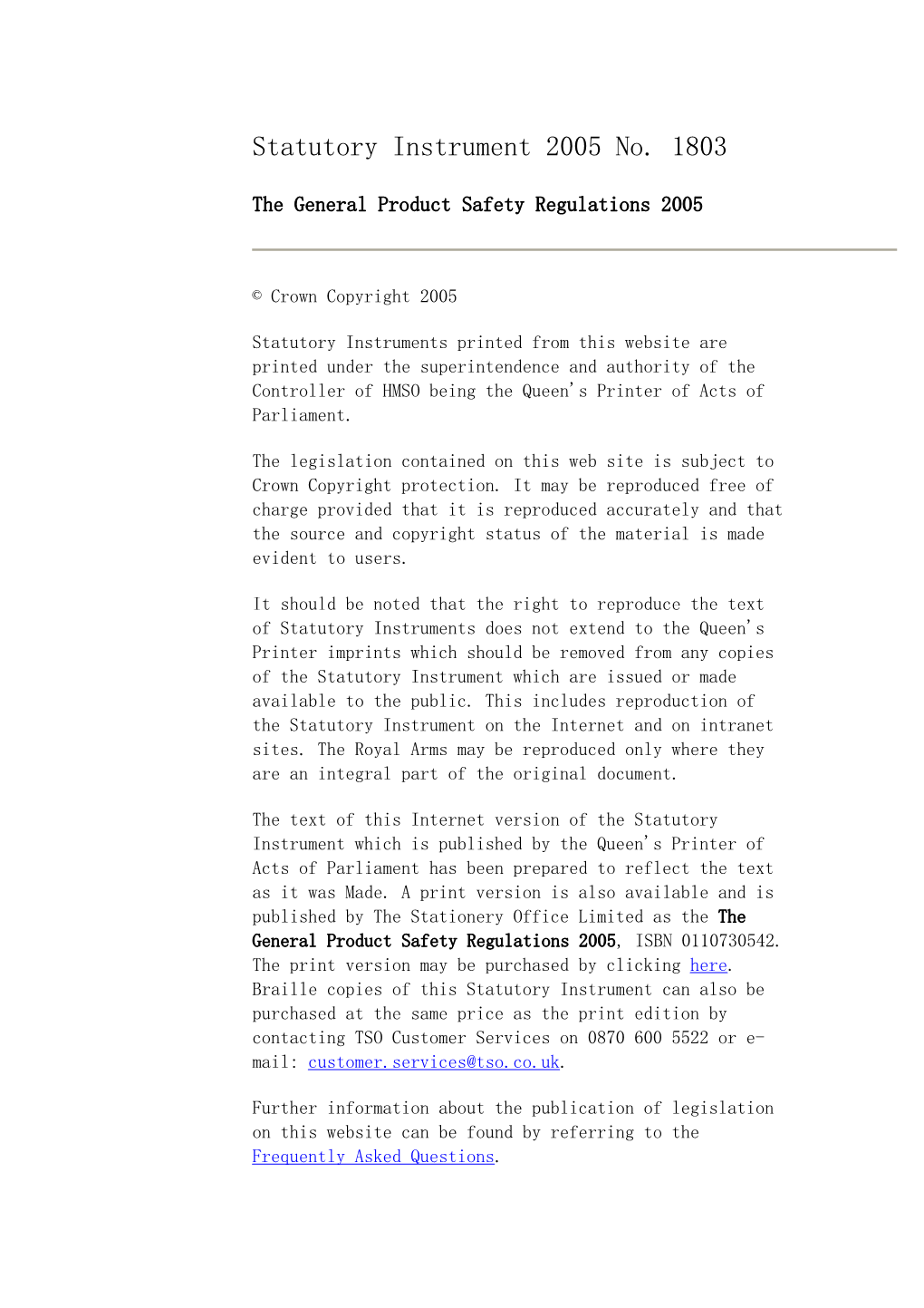 The General Product Safety Regulations 2005
