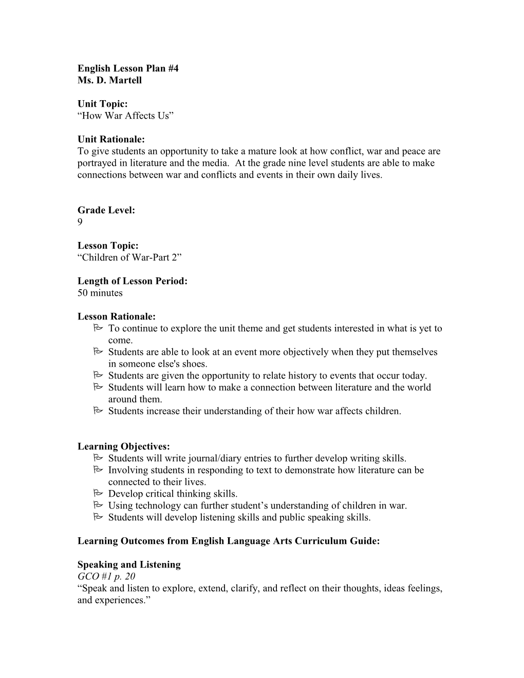 Lesson Template for Education 4353