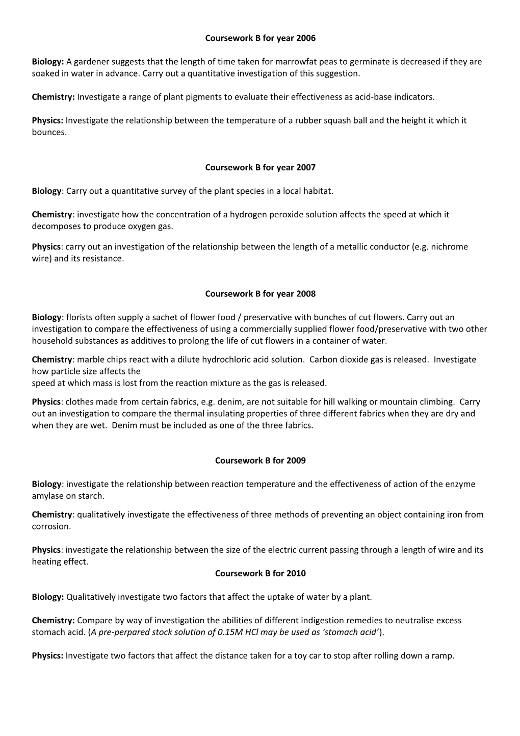 Coursework B for Year 2006