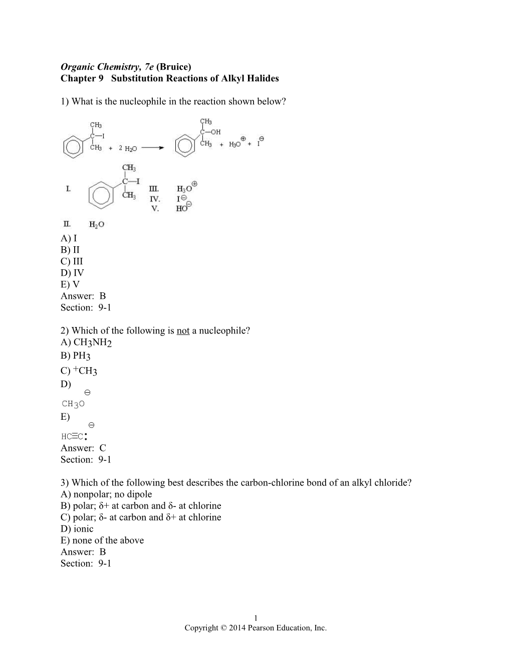 Chapter 9 Substitution Reactions of Alkyl Halides