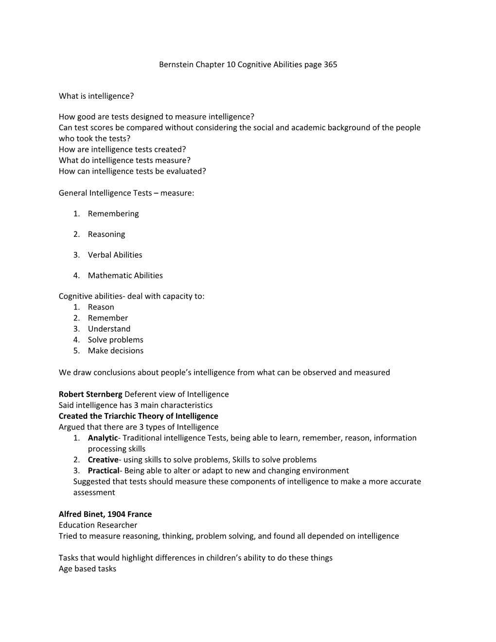 Bernstein Chapter 10 Cognitive Abilities Page 365