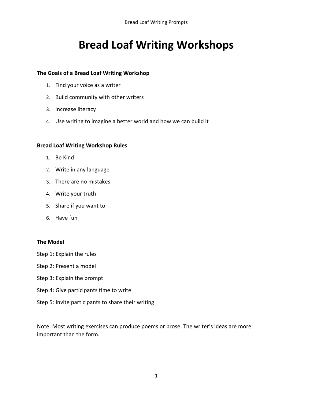 Bread Loaf Writing Workshops
