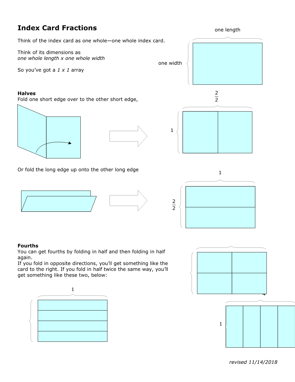 Think of the Index Card As One Whole One Whole Index Card