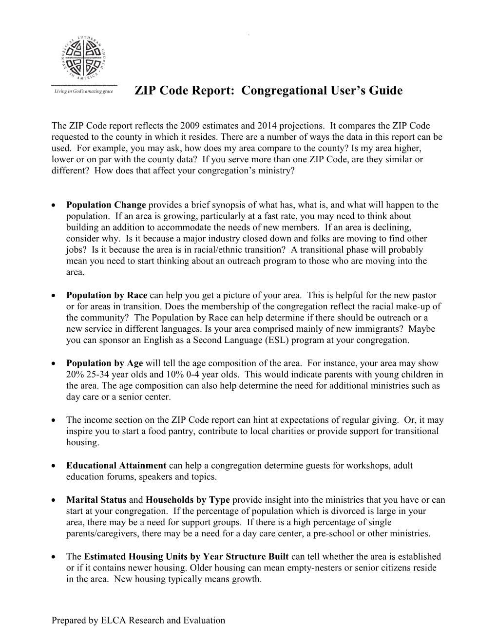 ZIP Code Report: Congregational User S Guide