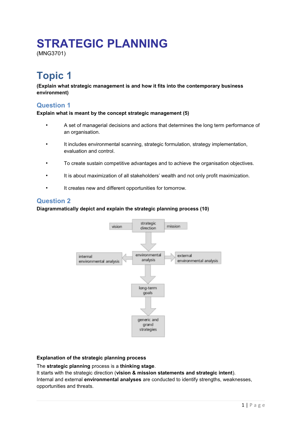 Explain What Is Meant by the Concept Strategic Management (5)