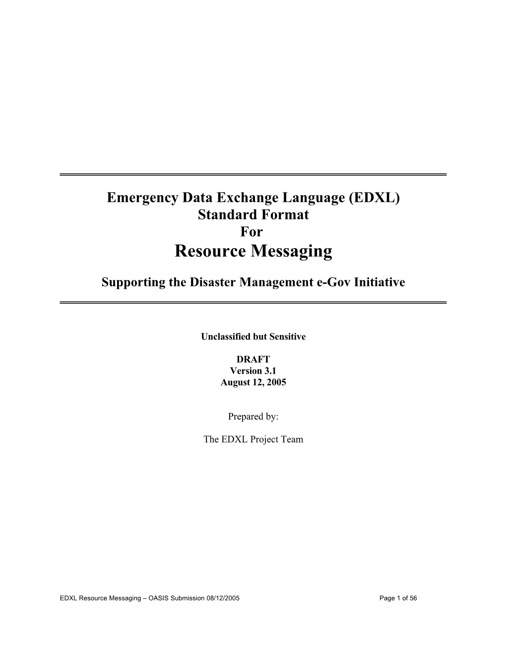 EDXL Resource Messaging Specification