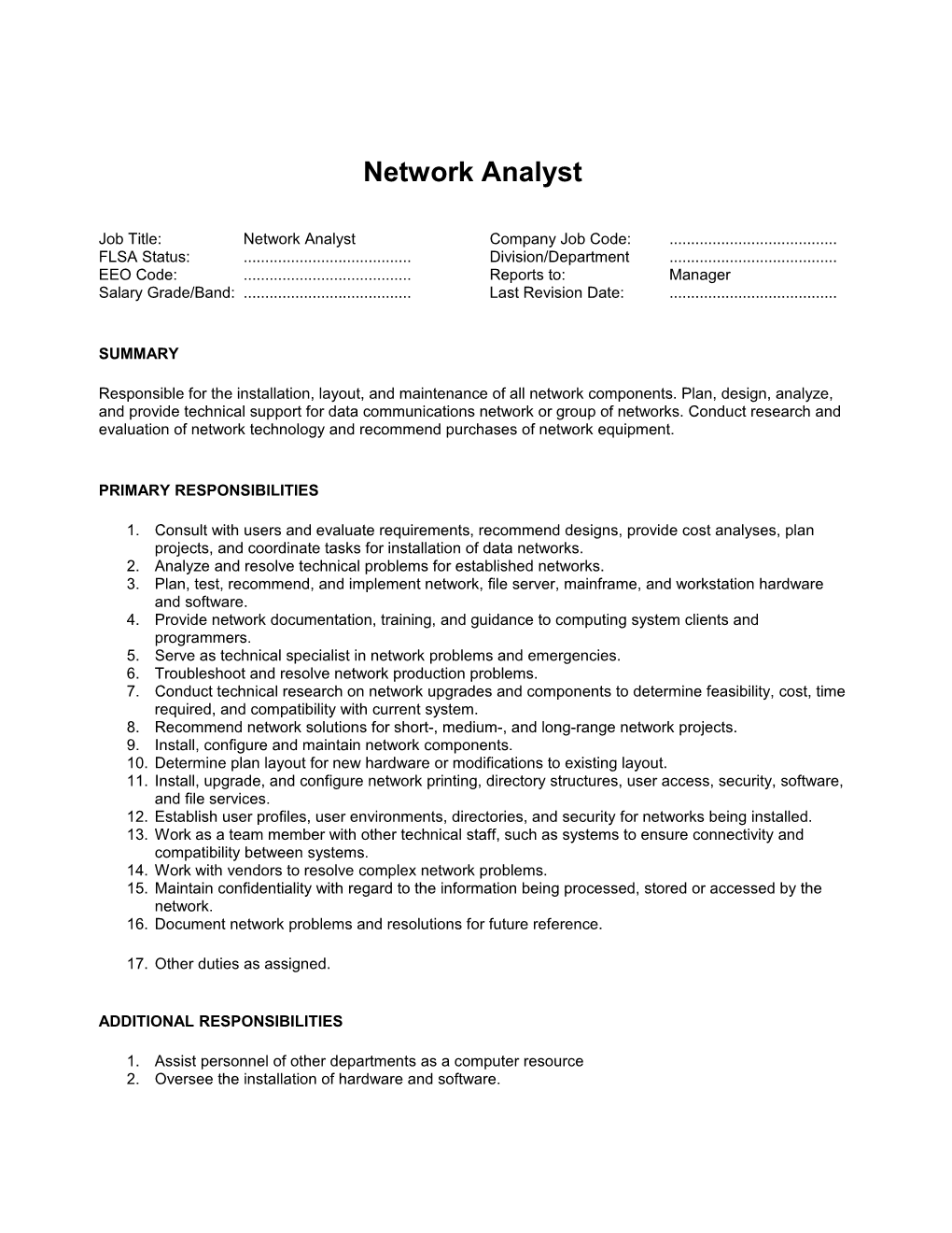 Analyze and Resolve Technical Problems for Established Networks