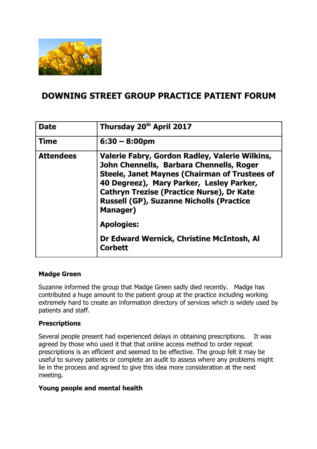 Downing Street Group Practice Patient Forum