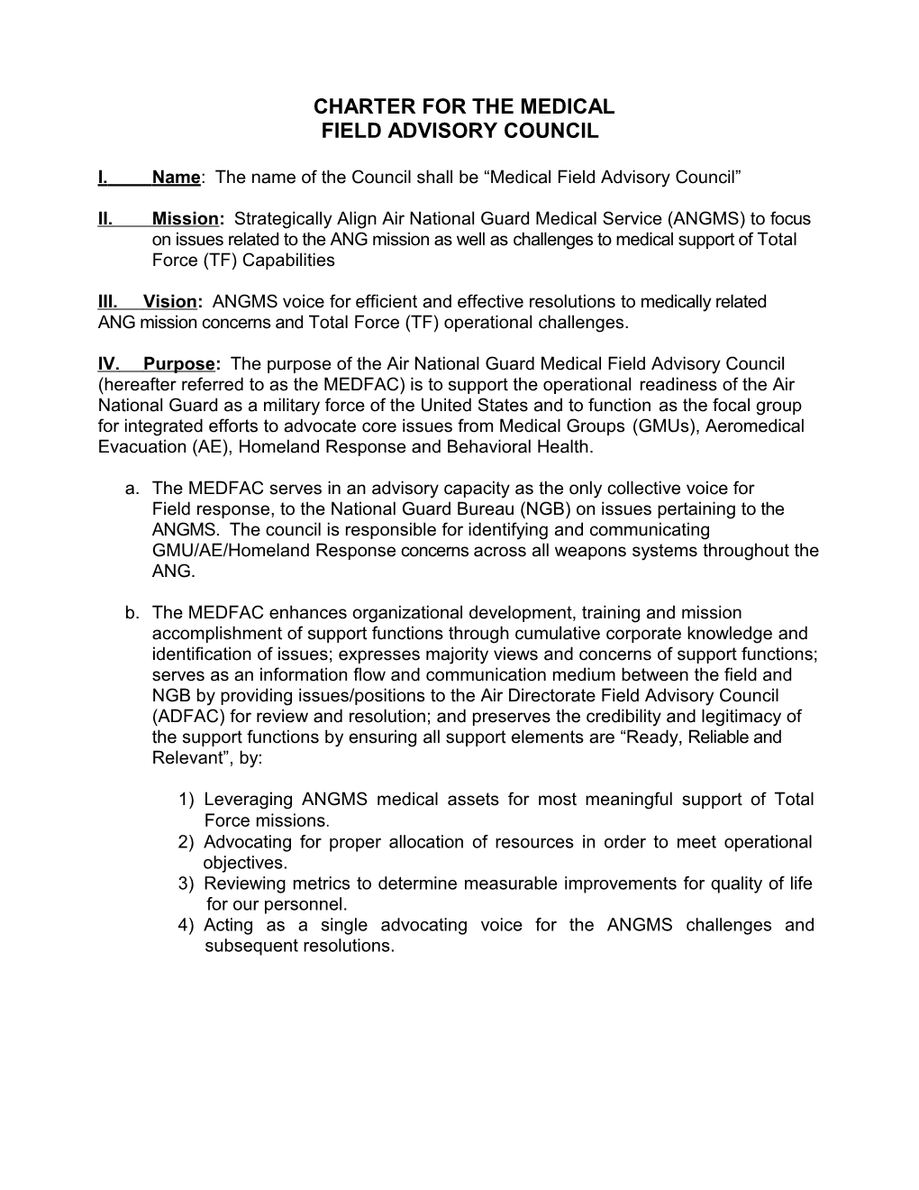 MEDFAC Charter 2016 Draft with Pond Revisions