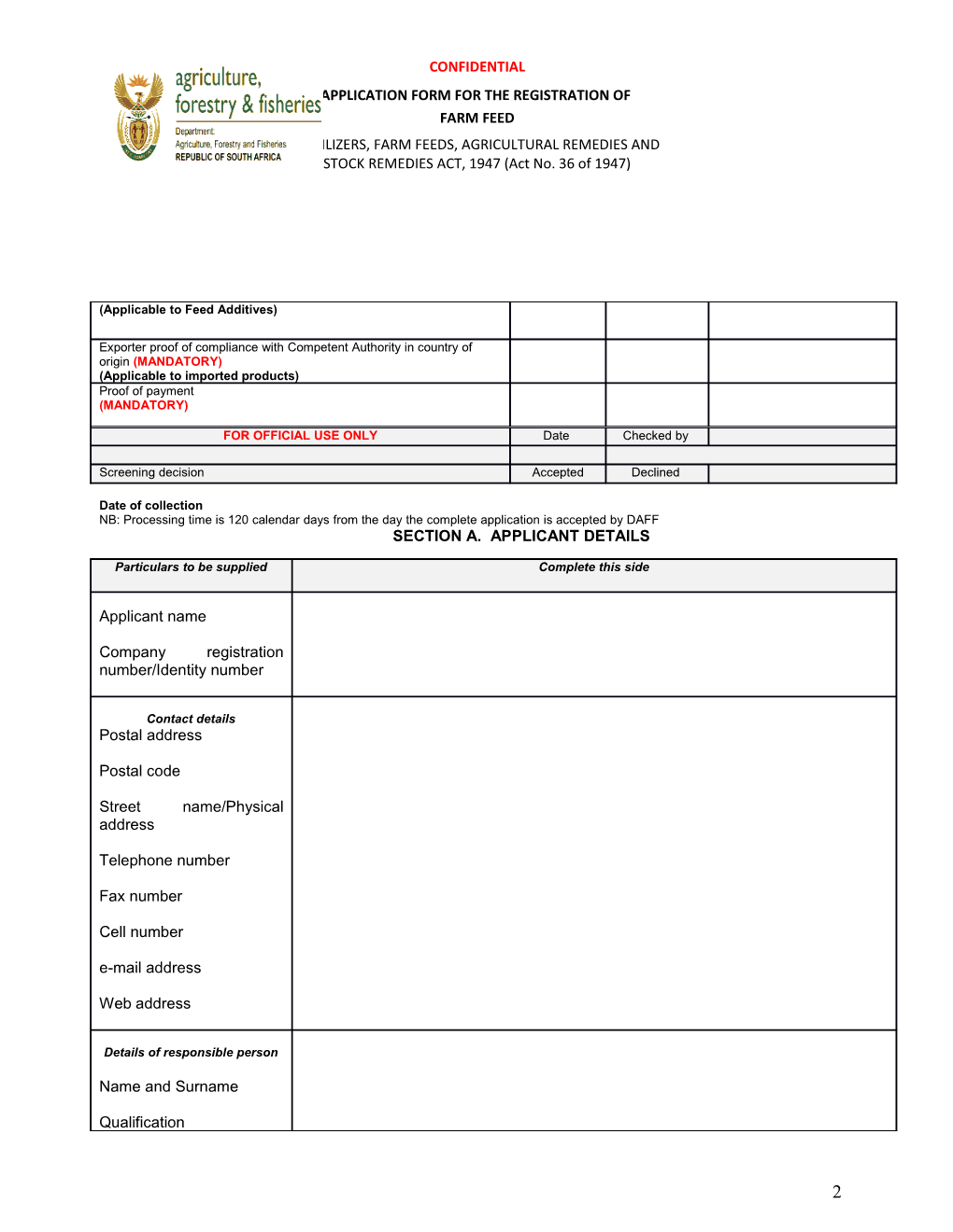 Check List for Application Form