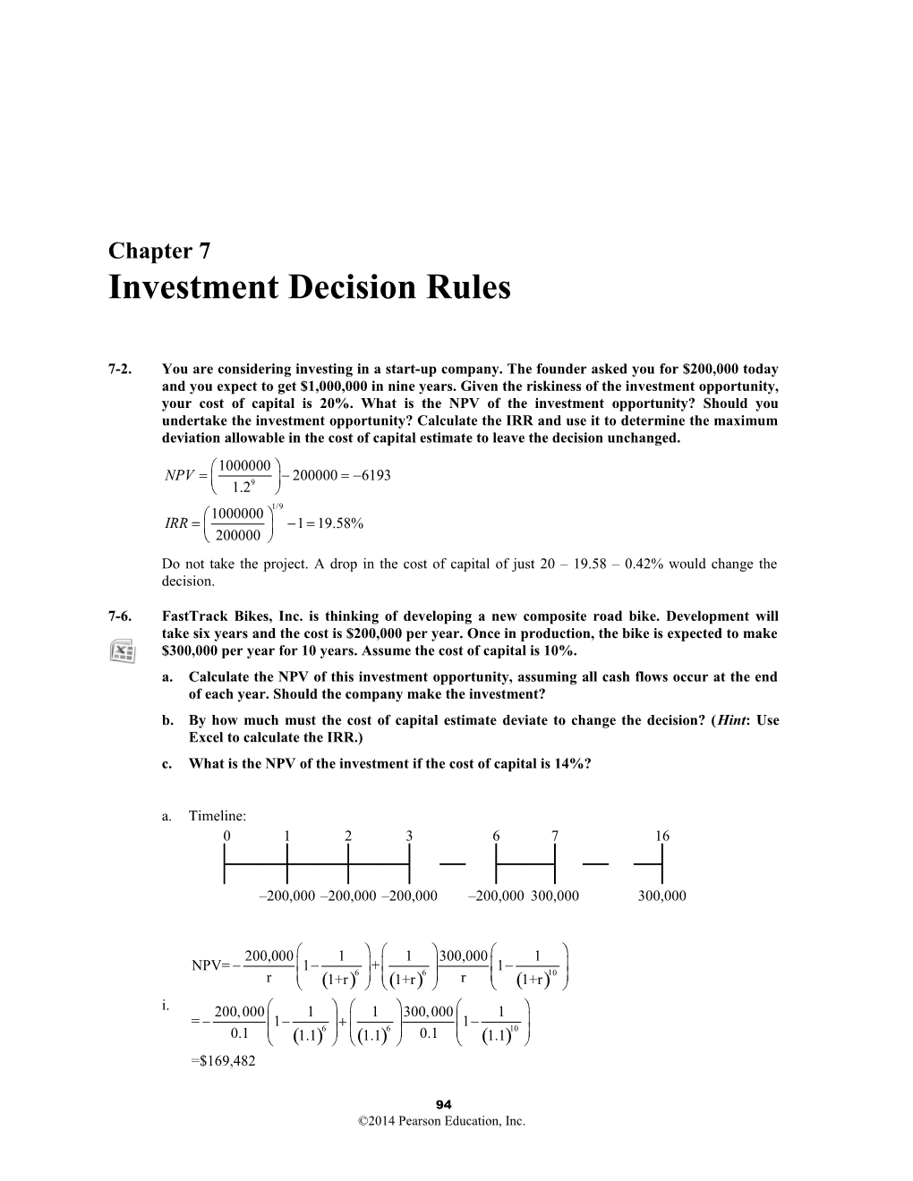 Chapter 7/Investment Decision Rules 1