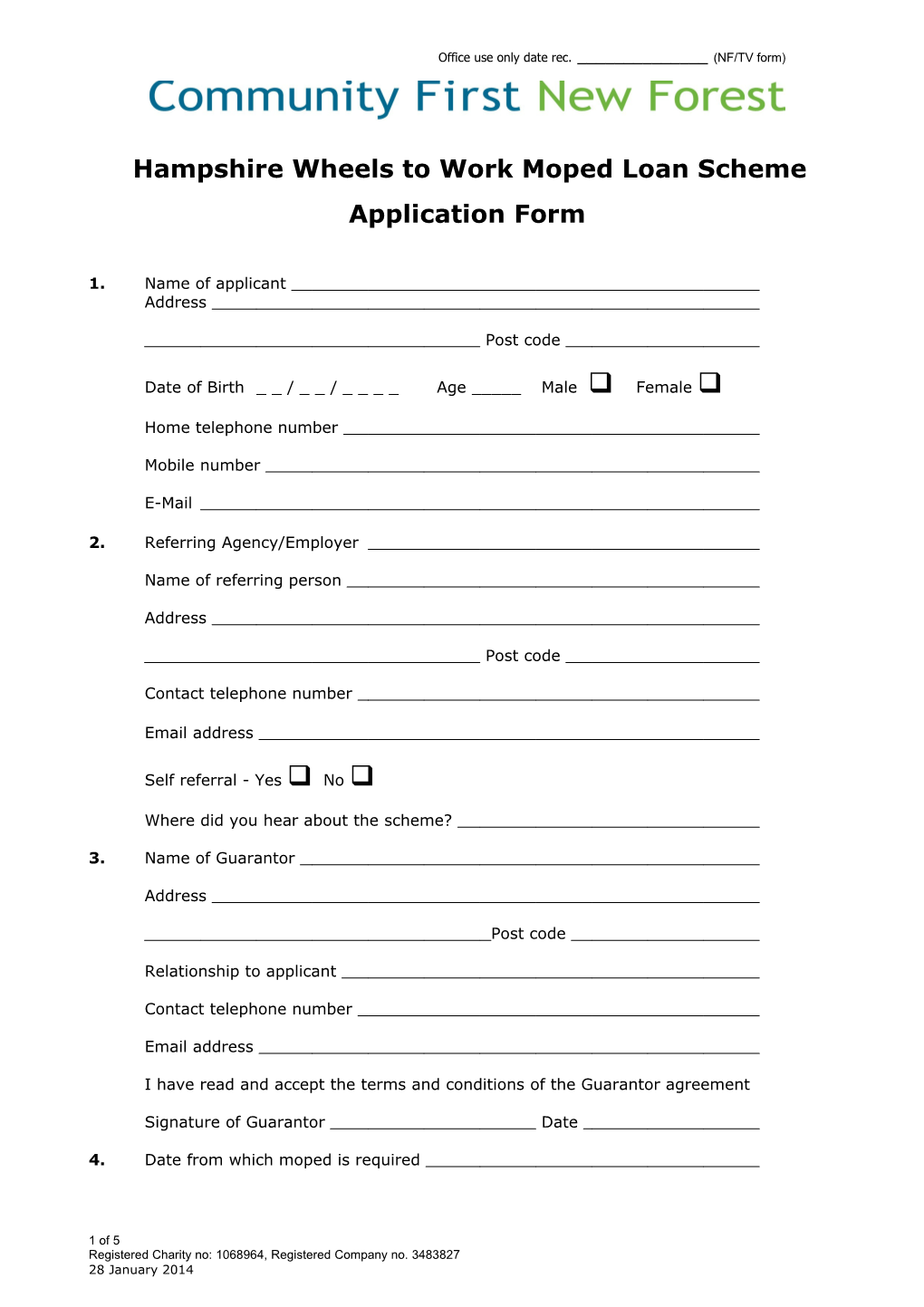 New Forest Moped Hire Referral Form