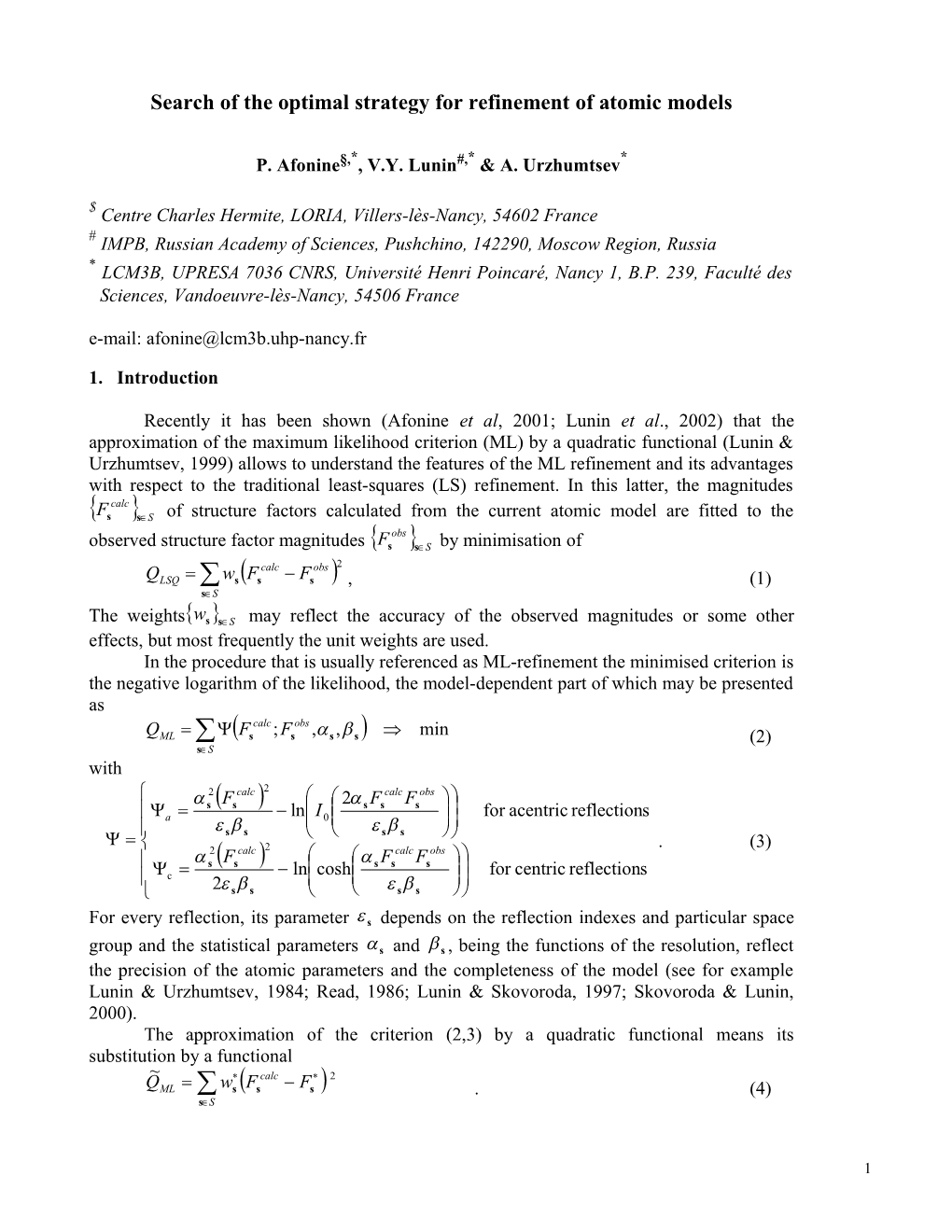 Maximum-Likelihood Refinement Through Least-Squares