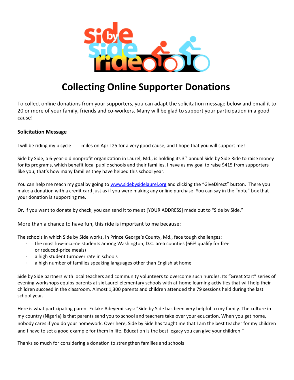 Collecting Onlinesupporter Donations