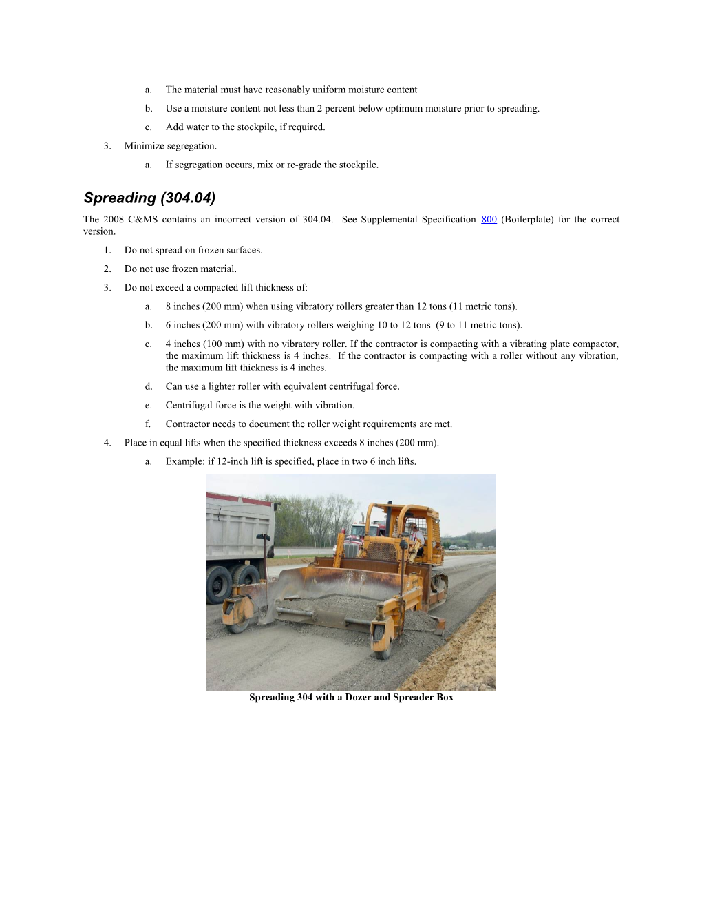 Documentation Requirements 304 Aggregate Base