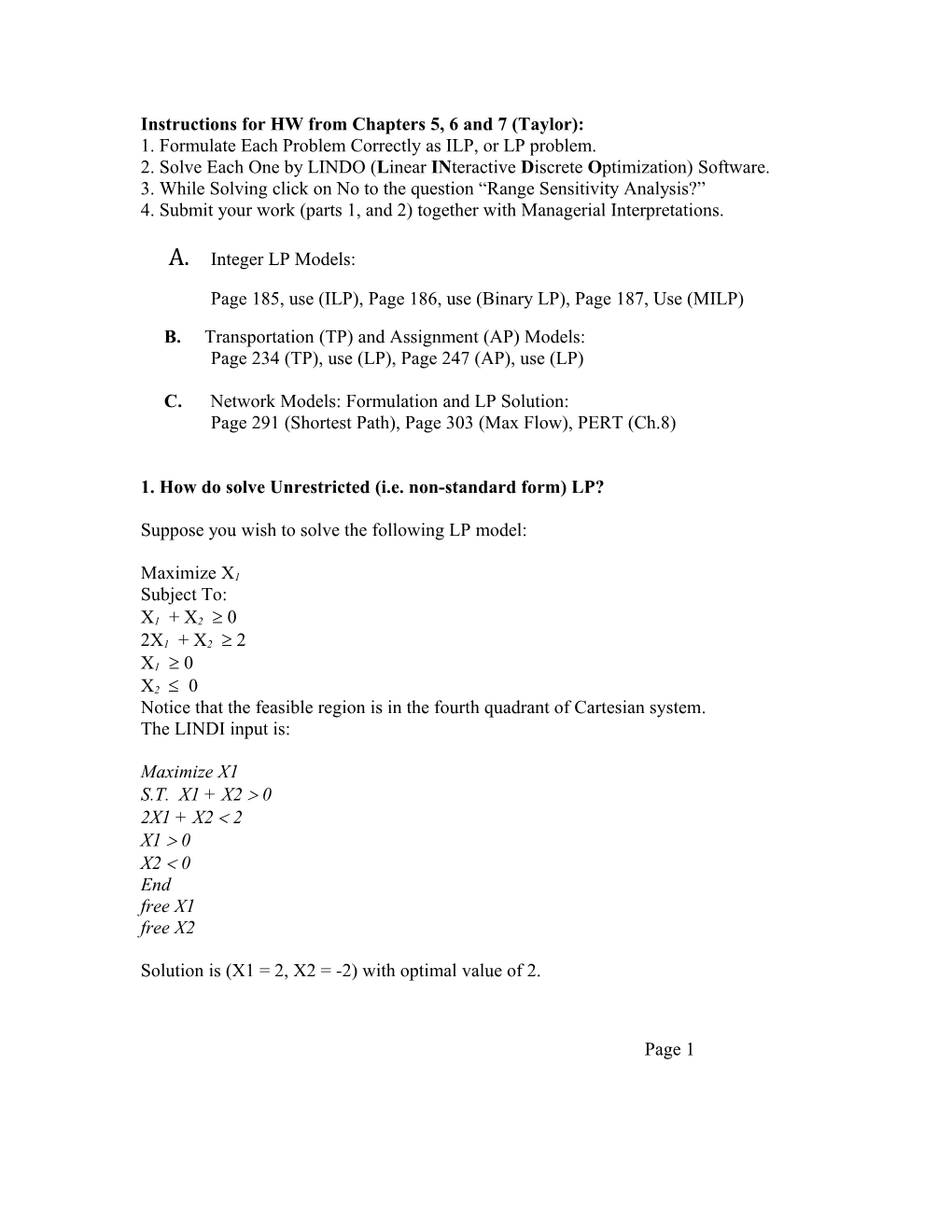 Instructions for HW from Chapters 5, 6 and 7 (Taylor)