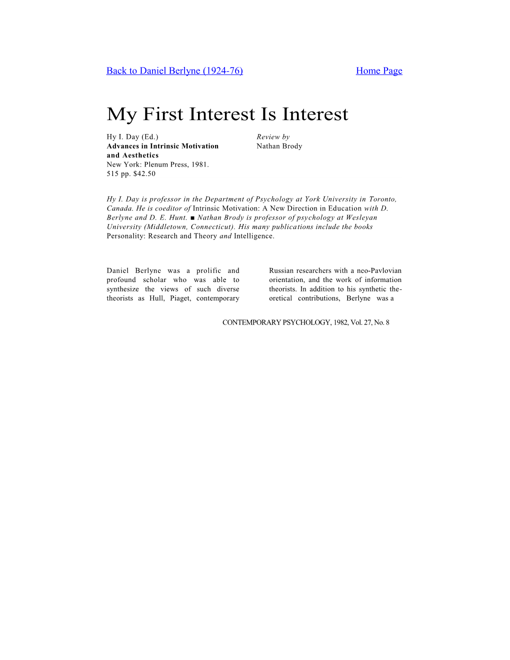 My First Interest Is Interest