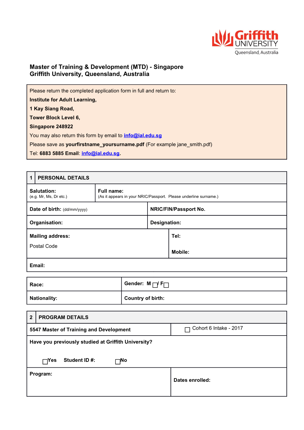 ACTA Enrolment Form