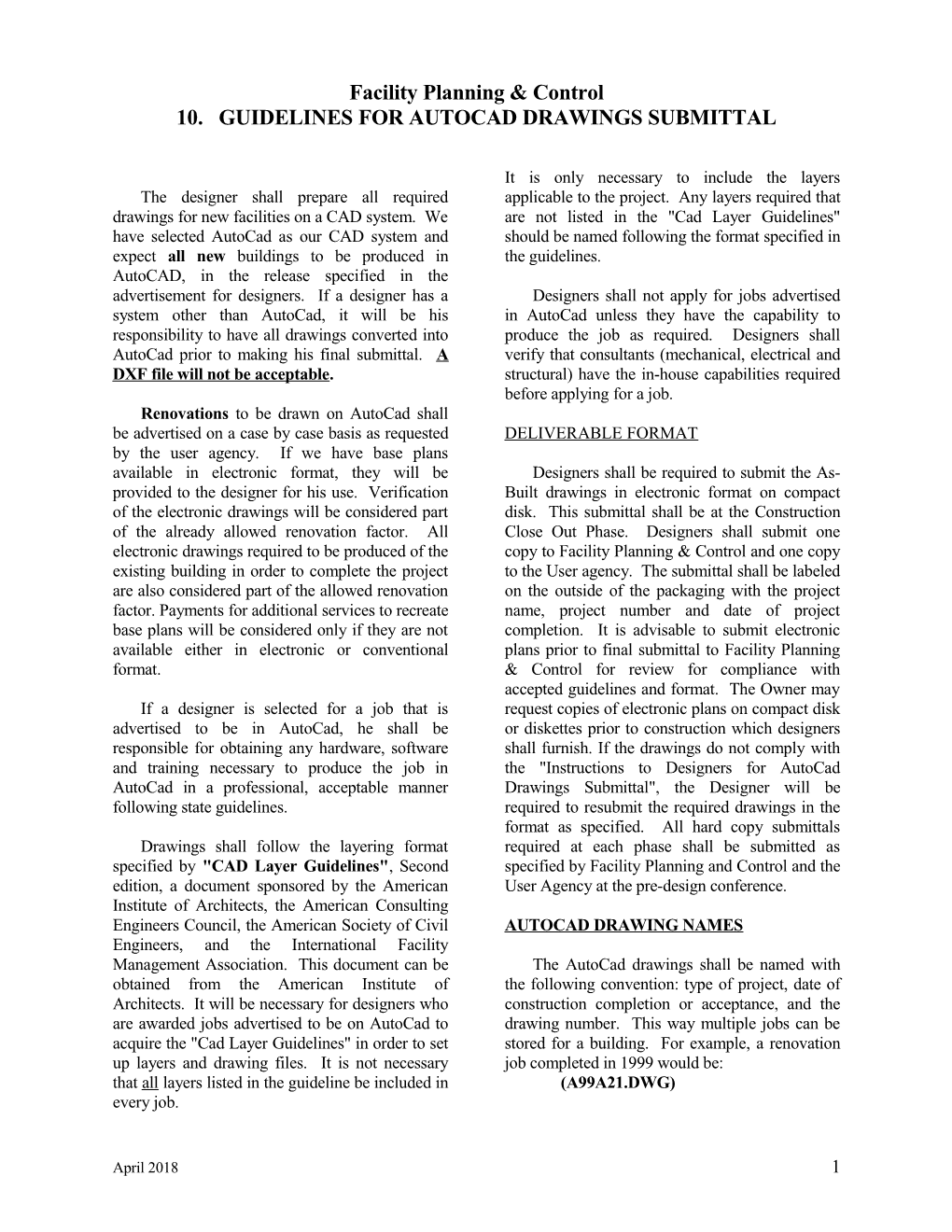 10. Guidelines for Autocad Drawings Submittal