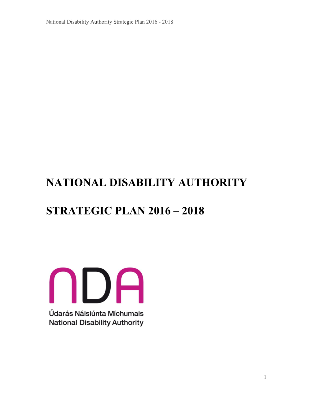 National Disability Authority Strategic Plan 2016 - 2018