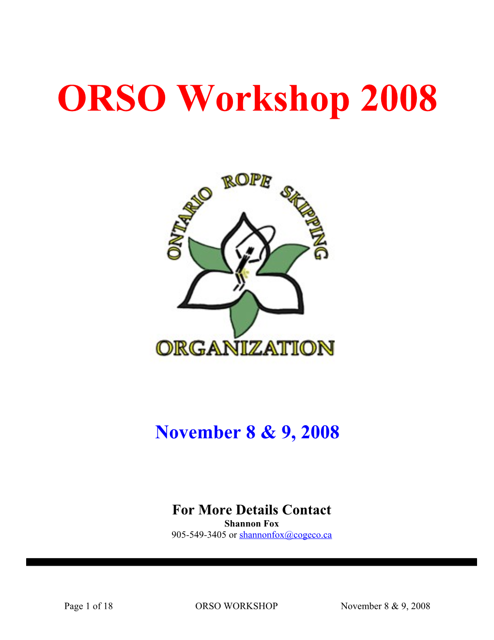 ORSO Workshop 2008