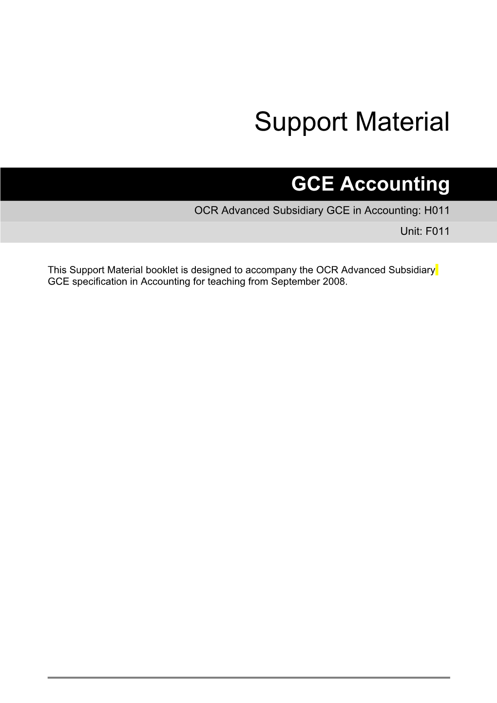 OCR Advanced Subsidiary GCE in Accounting: H011