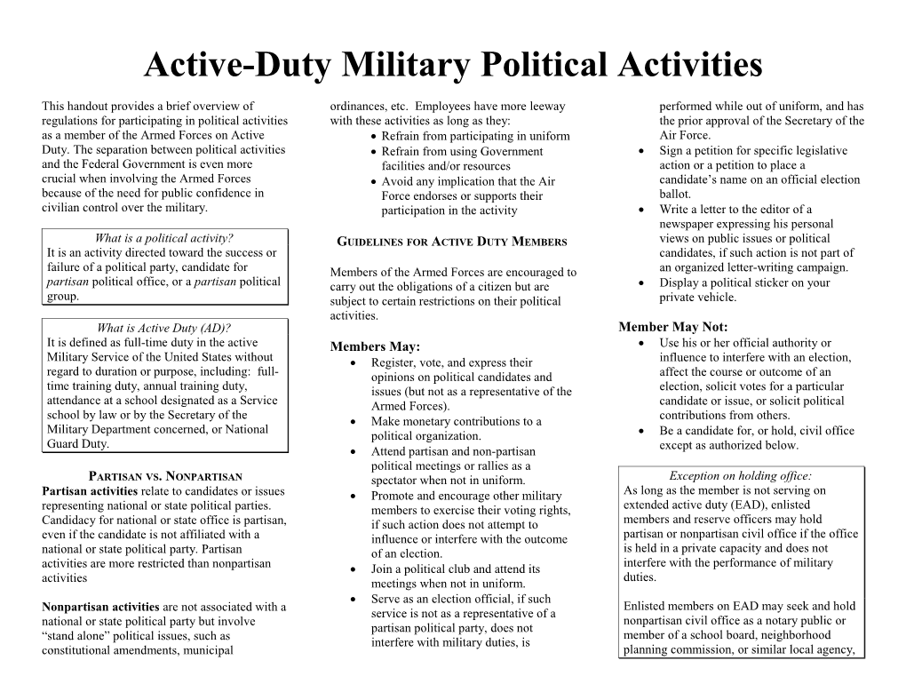 Active-Duty Military Political Activities